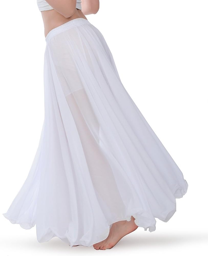ROYAL SMEELA Chiffon Belly Dance Skirt for Women Belly Dancing Costume Outfit Tribal Maxi Full Skirts Solid Color Skirt Voile - Image 2
