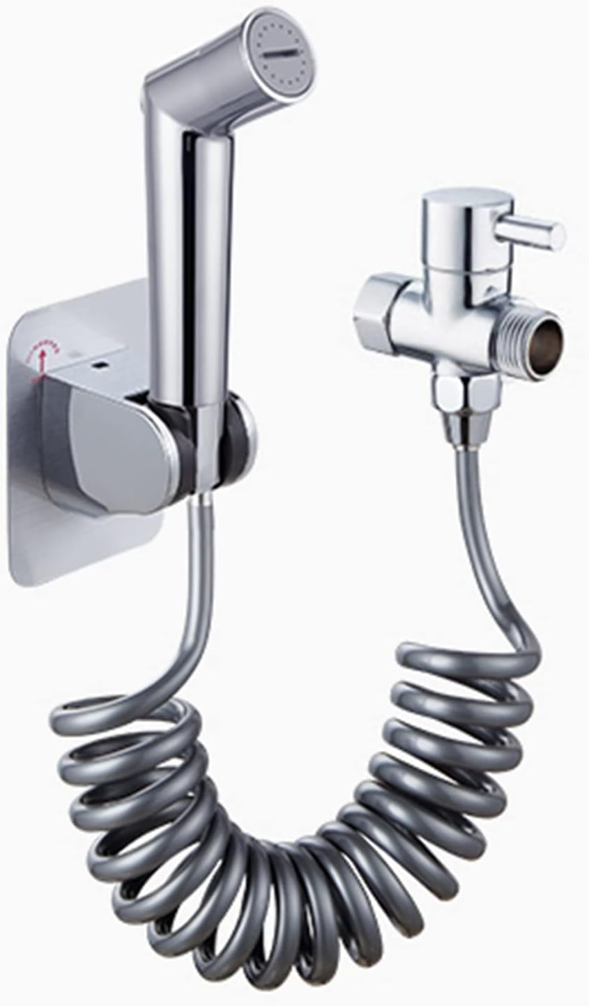 Toilet Bidet Kit - Handheld Bidet Sprayer - Chrome Toilet Shower Head with Hose and Holder Wall Mounted