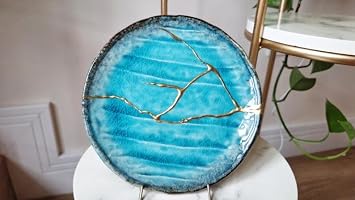direfly Kintsugi Bowl, Broken and Repaired Japanese Ceramic, Pottery, plate, Art