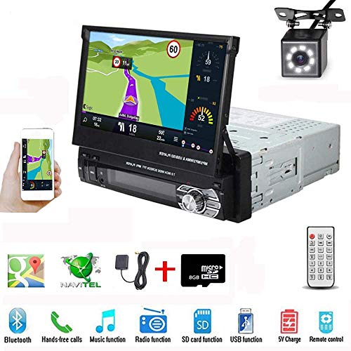 Single Din Car Stereo 7 Inch Touch Screen Radio with GPS Navigation Supports