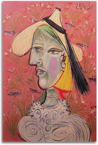 Póster de Pablo Picasso cuadro abstracto mujer con sombrero decoración estética de pared 30x45