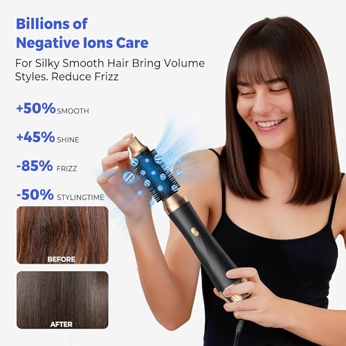 Image of 5 in 1 Blow Dryer Brush, Negative Ion Hair Dryer Brush Set Upgrade Hot Air Brush Air Styler Curling Wrap Air Curler, Curling Iron Hair Styling Tools As A Gift for Straight /Curl /Drying /Smoothing