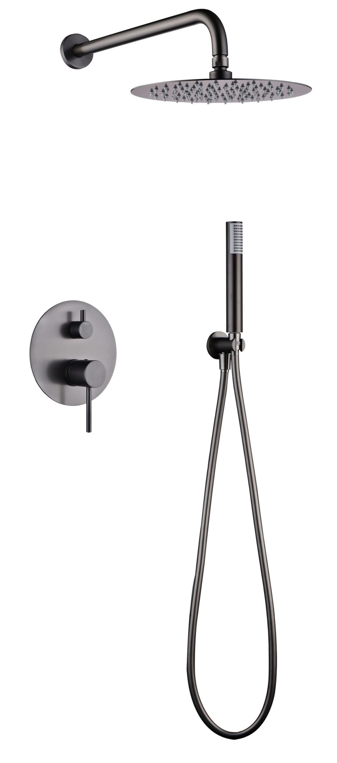 IMEX Grifería Empotrada para Ducha - GPM039/, Rociador S.304 Ø25 cm, Cartucho Monomando Cerámico Ø35 mm, 2 Vías (Black Gun Metal)