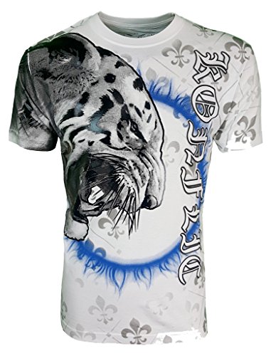 Konflic Men's White Tiger Crew Neck MMA Muscle T-Shirt White