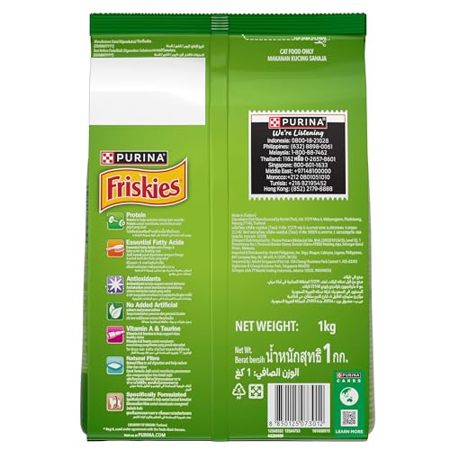 Image of Purina Friskies Indoor Delights Adult Dry Cat Food, 1 kg, Contains Salmon, Tuna, Chicken and Vegetables Flavours (Pack of 2)