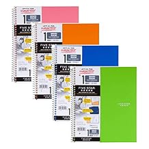 Five Star Spiral Notebook, 1 Subject, Graph Ruled Paper, 100 Sheets, 11" x 8-1/2", Color Will Vary, 4 Pack 06190 Unknown Binding