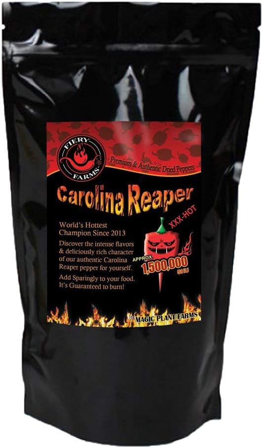 Fiery Farms Carolina Reaper Pepper Pods (1 Ounce) Extremely Hot Whole Dried Red Chile Peppers - Superhot - No Additives