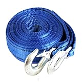 HFS (R) Heavy-Duty Tow Strap with Hooks | 10,000-Pound Capacity | Woven Polyester Webbing | HD Truck Recovery, ATV Towing, Vehicle Rescue | Reliable Tow Rope Versatile Applications (2inch X 30FT Blue)