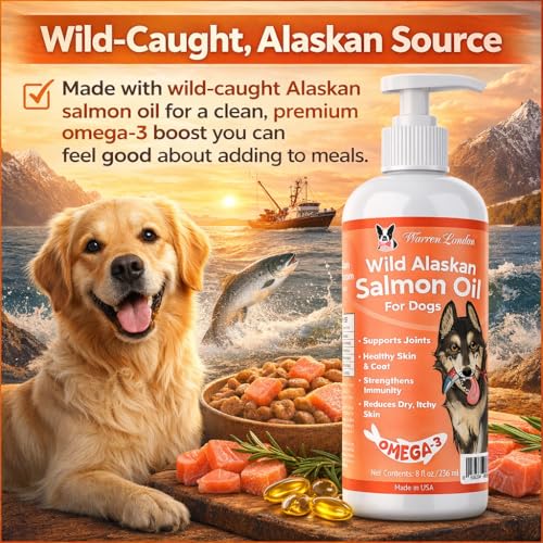Warren London Wild Alaskan Salmon Oil for Dogs – Omega-3 Fish Oil Food Topper Pump with EPA & DHA for Skin & Coat, Shedding, Joint & Immune Support – Made in USA, 8 oz — view 2