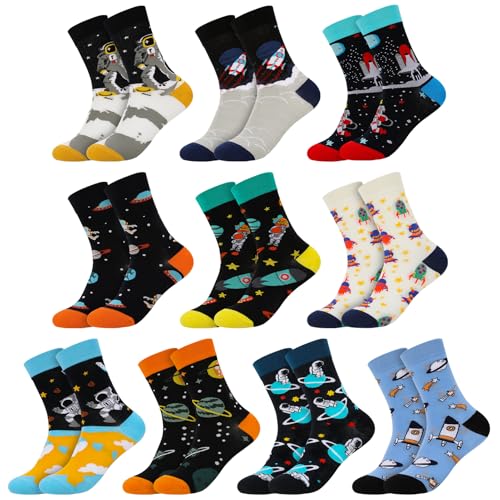 Zuimei 10 pairs Crew Socks Mens Colourful Socks 6-11 Cotton Sock Novelty Funny Casual Socks for Men