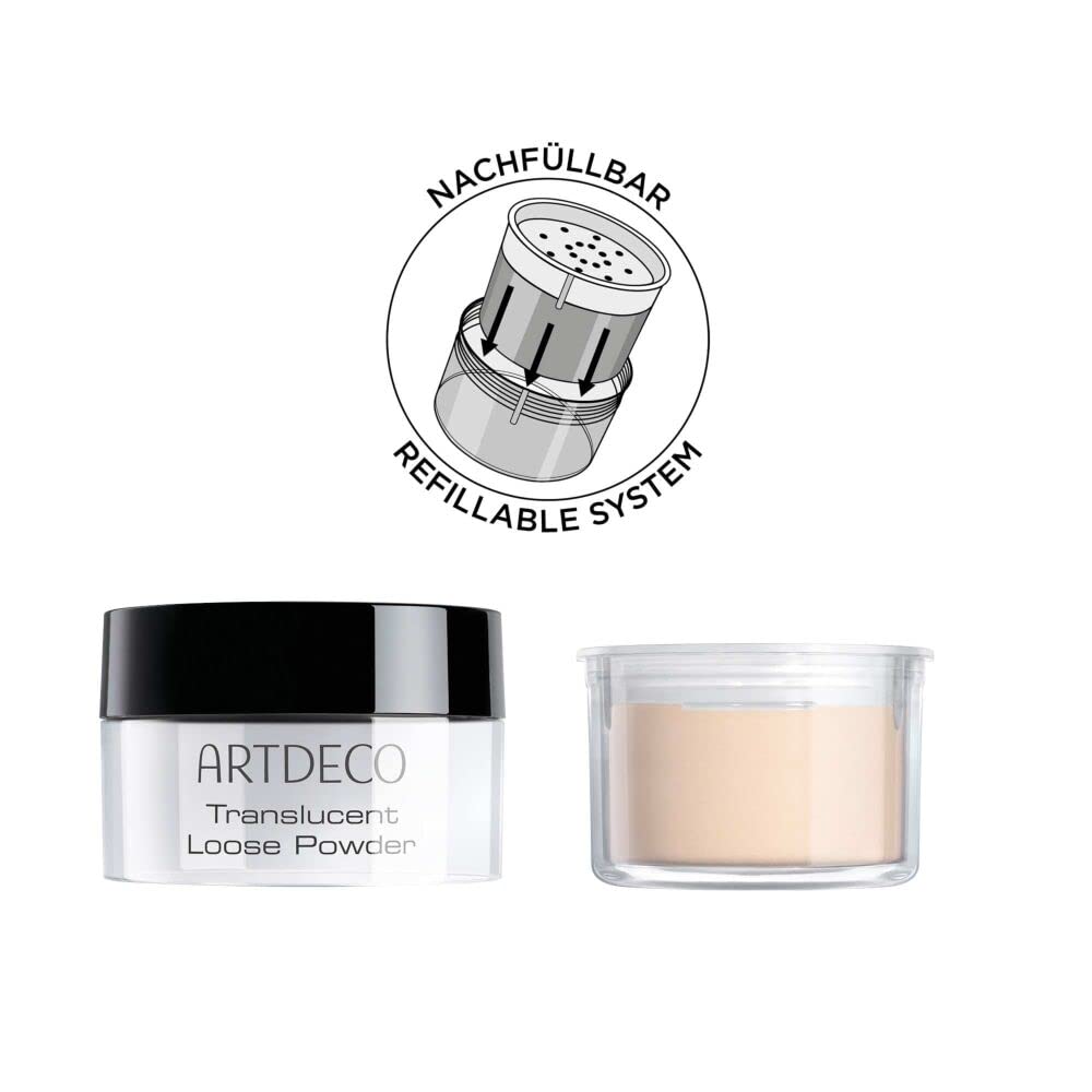 Artdeco Transluscent Loose Powder Refill – wkład uzupełniający do półprzezroczystego pudru luźnego pudru utrwalającego o jedwabiście matowym wykończeniu, 1 x 8 g