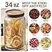 LYXFZQ 34 OZ Vintage Glass Jar with Lid, Airtight Food Storage Canisters with Bamboo for Kitchen Counter Pantry, Ideal for Coffee, Candy, Tea, Oats, Sugar, Cookies Decorative Jars-Sunflower