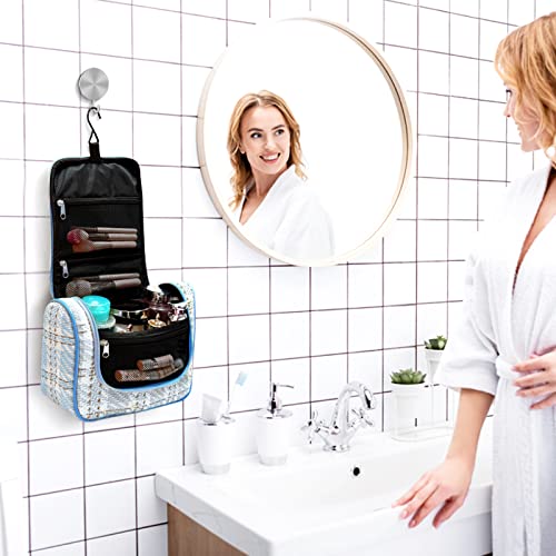 Makeup Bag Hand-Portable Girl Hanging Travel Toiletry Bag Cosmetic Bag For Women Large Makeup Bag Organizer (Blue) #TOP4