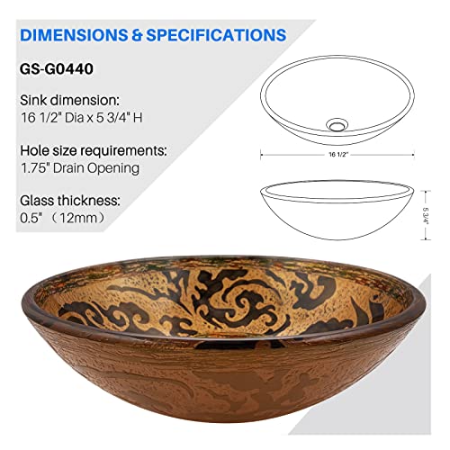 Vessel Sinks For Bathrooms Enbol Brown Glass Vessel Sinks 16.5 Inch Round Above Counter Gs-G0440 #TOP1