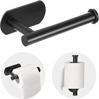 JOPOFI Self-Adhesive Toilet Paper Holder Wall Mount - No Drill SUS304 Stainless Steel Matte Black for Bathroom