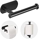 JOPOFI Toilet Paper Holder - Self Adhesive Toilet Paper Holder Wall Mount for Bathroom, SUS 304 Stainless Steel Command Strip Toilet Paper Roll Holder Stick On Wall, No Drilling - Matte Black