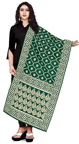 Dupatta soie jacquard vert idée cadeau prestige fête des mères et mariages