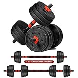 【EINSTELLBARE GEWICHTE】 Diese Hantel kann mehrfach verwendet werden, um Arme, Brust, Rücken, Rumpf und Beine zu trainieren. Sie können diese Hantel von handgehaltenen 2,75 lb bis Langhantel 44 lb einstellen. Sie können aus vier verschiedenen Größen von Hantelstücken wählen.