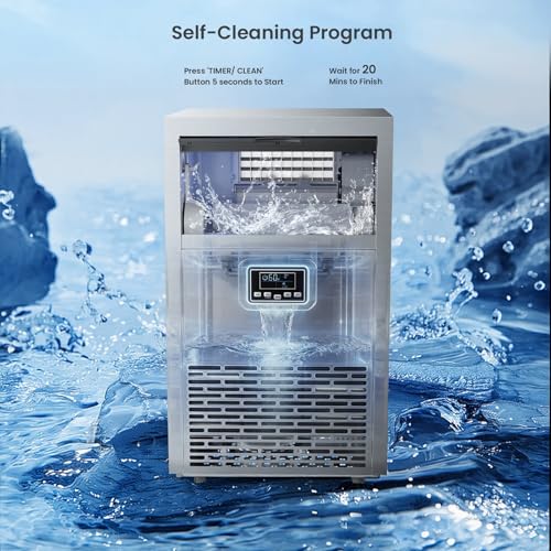 Kismile Commercial Ice Maker, 100 lbs/24H Ice Machine with 29 lbs Storage, Under Counter Ice Maker with LED Display & Self-Cleaning, 304 Stainless Steel Structure for Home, Bar, Outdoor Kitchen by Kismile - Image 5