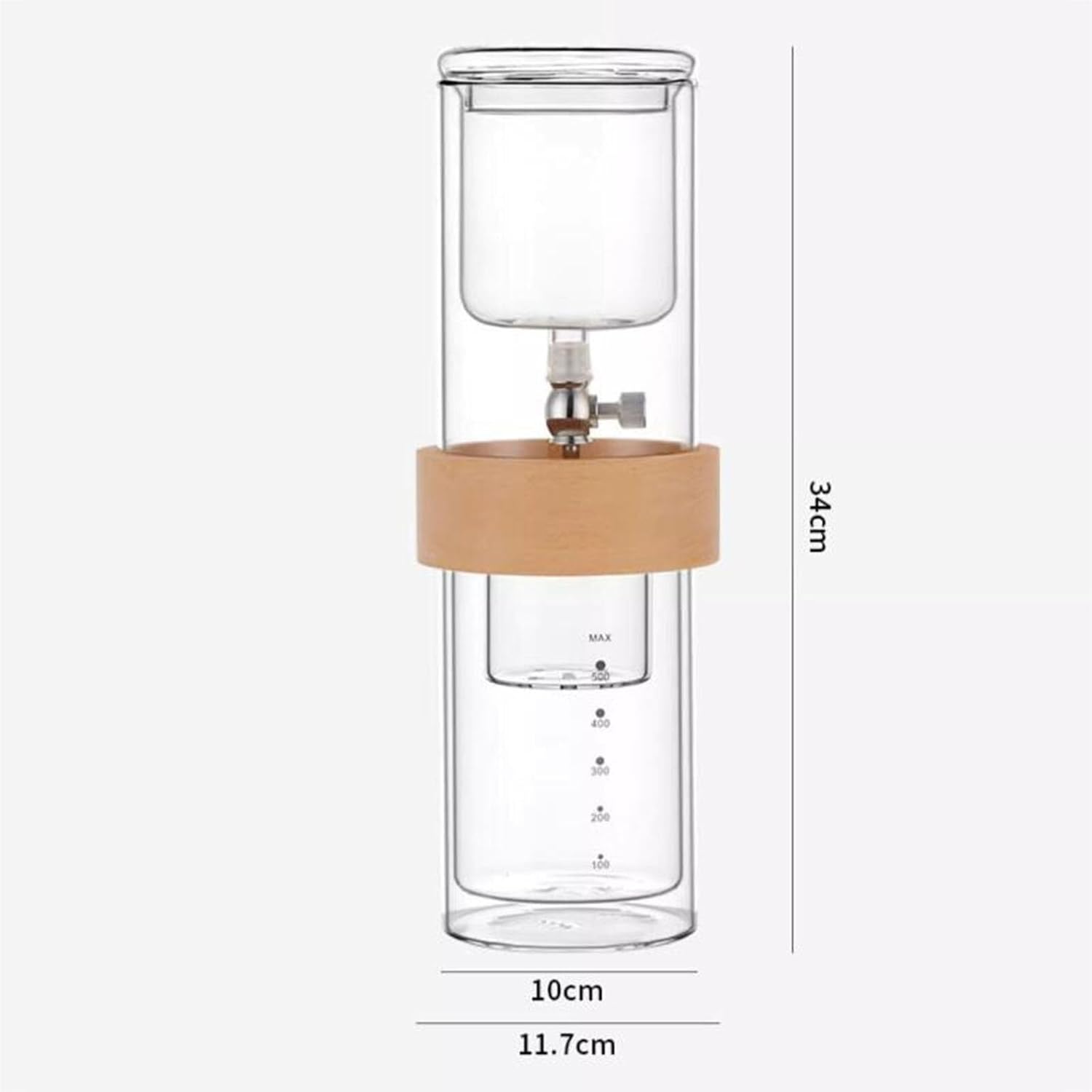 Cold Brew Drip Tower, Glass Coffee Maker with Adjustable Dripper, Reusable Ice Drip Coffee Pot for Smooth Cold Brew Iced Tea