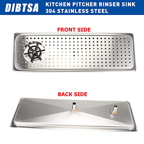 Dibtsa Pitcher Rinser Countertop Sink With Side Spray,Drain And Drip Tray,Stainless Steel Glass Rinser Washer Cleaning Tool For Household Commercial,Extra Large Silver 25.59 X 8.5 X 0.86 Inches #TOP6