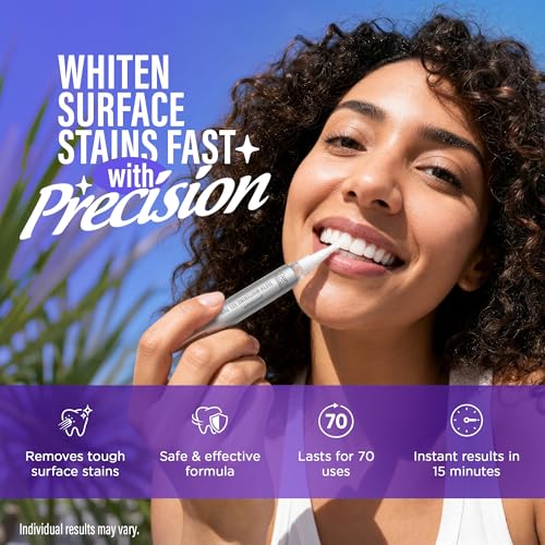 Image of GuruNanda Teeth Whitening Pen - Helps Remove Surface Stains from Coffee, Tea & Wine, Up to 70 Uses, Precision Brush Applicator, Travel-Friendly Whitening Gel Pen, Mint Flavor, 4 mL