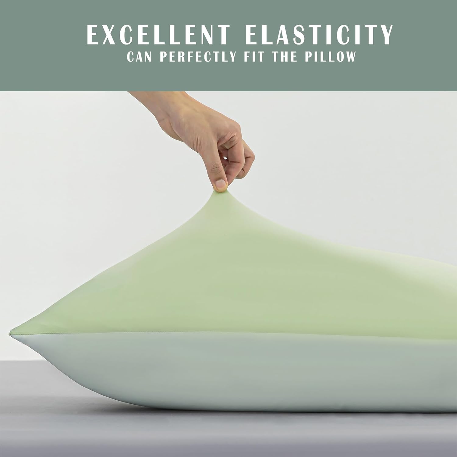 TELUS Cooling Pillowcases for Hot Sleeper King Size 2-Pack, Silky Soft Breathable Pillow Case with Envelope Close, Stay Cool Pillow Cover for Night Sweats, 20x36 Inch, Green - Image 8