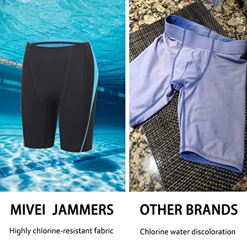 Mivei Boys Swim Jammers - Youth Competitive Swim Racing Team Swimming Shorts Swimsuit Trunks Bathing Suit Quick Dry Upf 50+ Black/Blue #TOP3