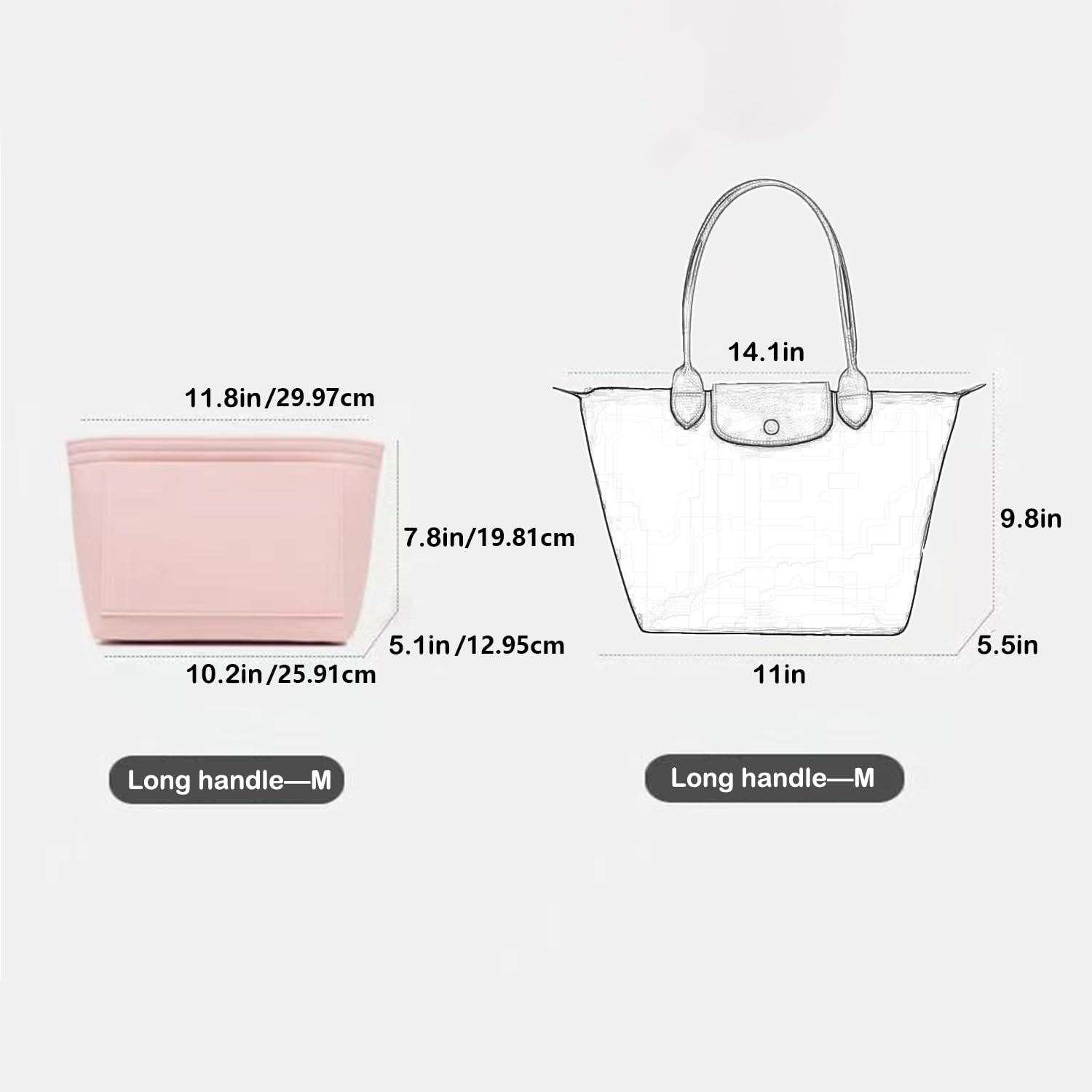 D.DUO Organizer per borse, accessori per borse, organizer Longchamp con manico lungo (L(manico lungo), Beige)
