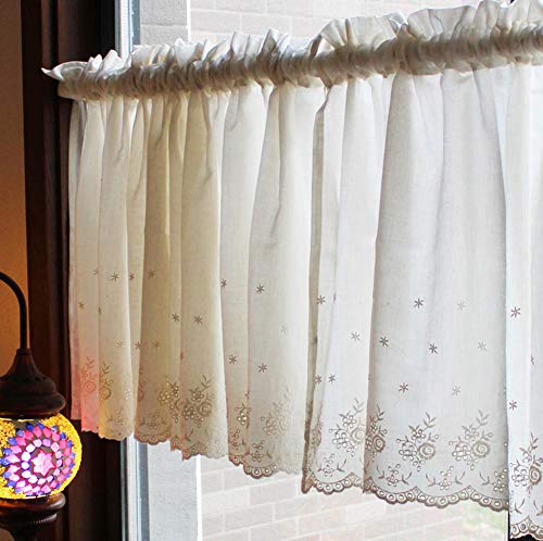 Cortinas de cafetería cortas en lino y algodón decorativas para ventanas pequeñas 2