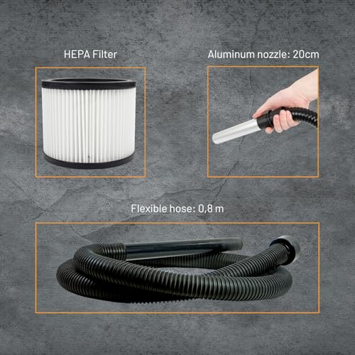 Boxer® Aspirador de Cenizas ciclónico 800W – Depósito 10L – Filtro HEPA Lavable – Motor Integrado – para chimeneas, Estufas, barbacoas – Bajo Nivel de Ruido - imagen 3