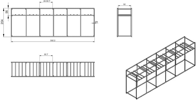 Rack Elevador para 6 Botellas Rattleware, Acero Inoxidable, Negro miniatura 2