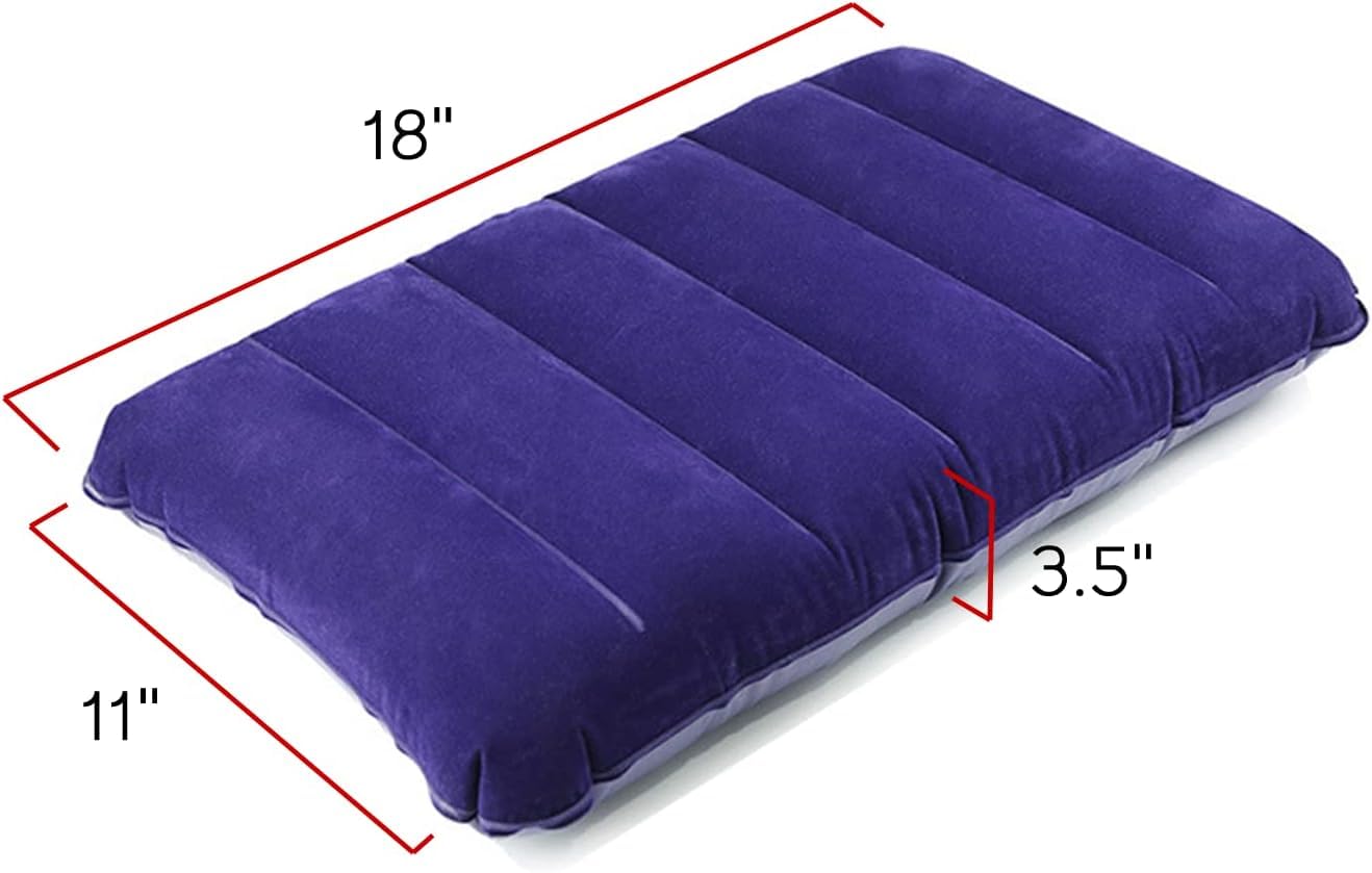 Elpenor Travel Pillow | Air Inflatable Cushion Sleeping Bag Backpacking Pillow | Velvet Soft Comfortable Pillow for Car Travel Camping | Tourist Pillow with Waterproof Flocked Top (Pack of 4)
