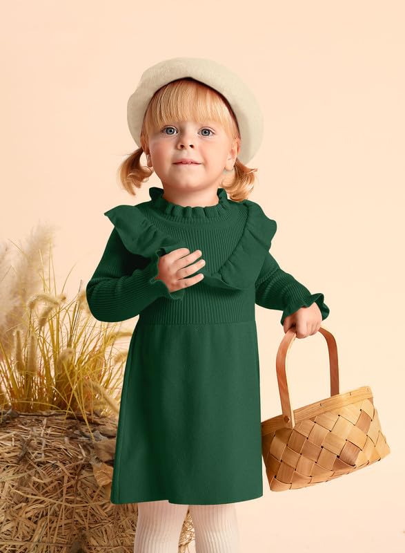 Toddler Girls Warm Ribbed Knit Sweater Dress