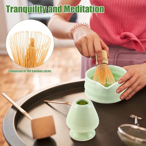 Set tradicional de té Matcha con accesorios cerámicos miniatura 2