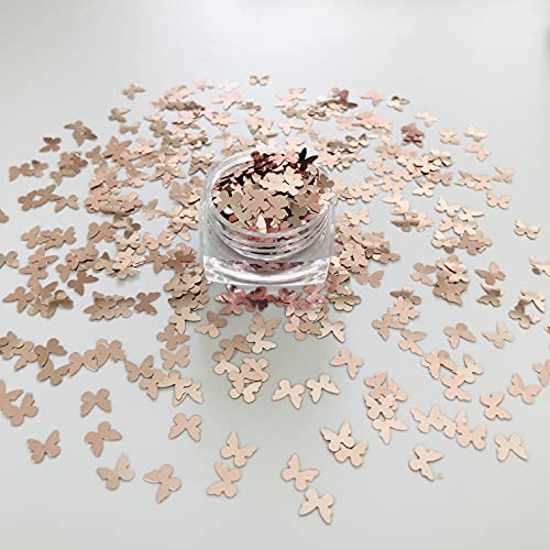 Prettyg 10 Grams/Pack - Rose Gold Butterfly Shape Glitter Sequins - Festival Rave Beauty Makeup Face Body Nail Art Decoration B0230 #TOP3