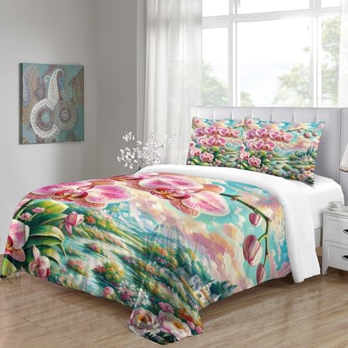 Parure de lit orchidée 3D en microfibre premium 140x200 avec fermeture éclair invisible - 5