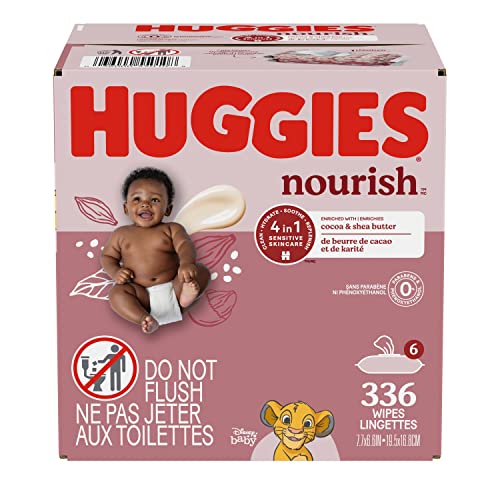 Huggies Nourish Scented Baby Wipes, 6 Flip Top Packs (336 Wipes T...