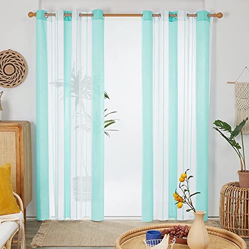 Deconovo Cortinas Salon 2 Piezas, Decorativas de Diseño Moderno, Visillos para Habitacion Juventil Dormitorio, con Ojales, …