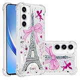 SIYOPINPFY Hülle für Samsung Galaxy A56 5G Hülle mit Stoßfest, für Frauen Quicksand Glitzer Flüssigkeit HandyHülle Transparent Silikon Treibsand Schutzhülle für Samsung Galaxy A56 5G Engel Turm YB
