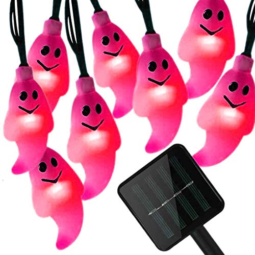 Guirnalda de luces solares fantasmas para exteriores rosa de 7m y 50 LED ideal para tu patio