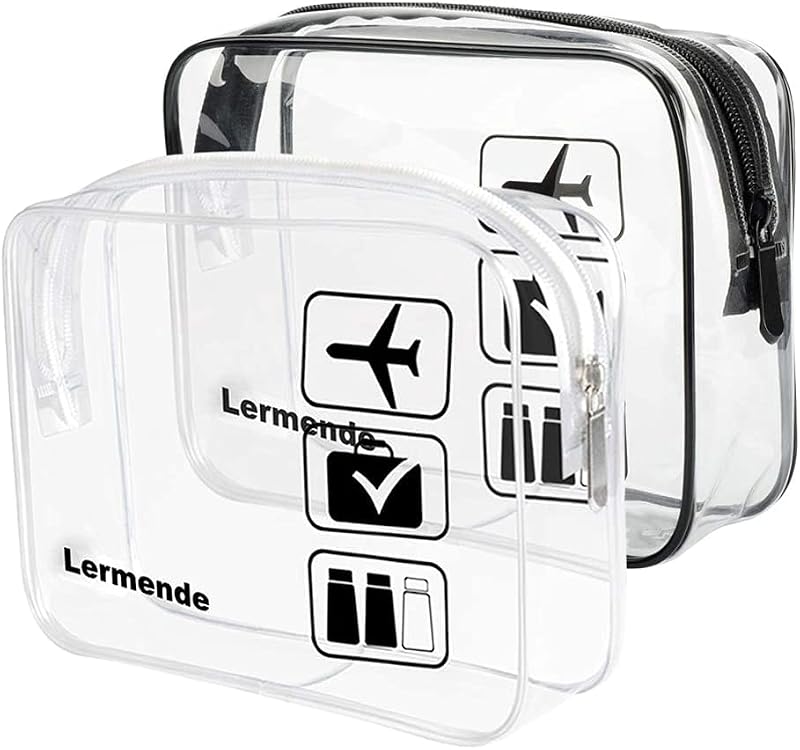 Lermende Necessaire Transparente para Viagem com Zíper, 2 Unidades