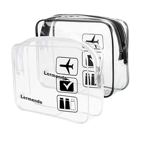 Miniatura 59 de Lermende 2pcs Clear Toiletry Bag TSA Approved Travel Bag,Carry On for Travel,Airport Airline Accessories Compliant Bag,Quart Sized Makeup Cosmetic