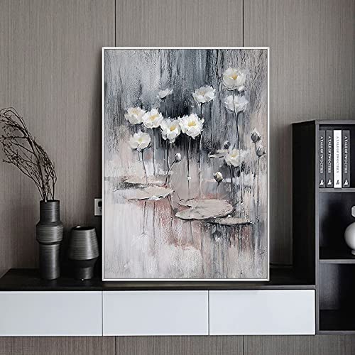 Peinture à l'huile Monet Nénuphar verticale en toile fait main