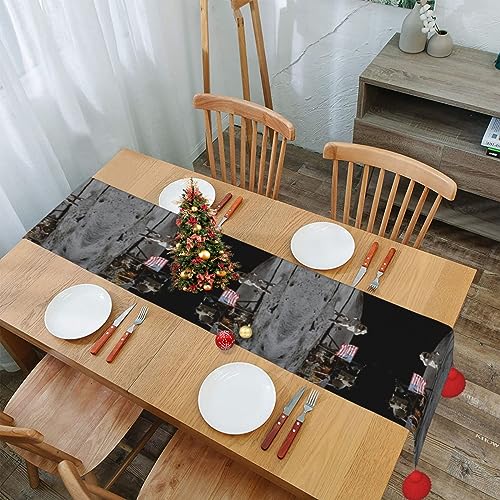 Chemin de table rustique long décoratif lune pour Noël