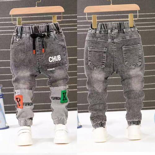 Baby Toddler Elastic Waist Cute Printed Fashion Jeans Little Boys'Stretch Jogger Denim Pants Clothes2