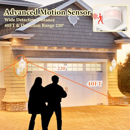 Image of Porch Lights Outdoor Motion Sensor Wall Sconce Anti-Rust Aluminum, Exterior Outdoor Wall Lights Dusk to Dawn Porch Light Fixture Wall Mount for House Outside Patio 2Pack White