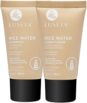 Luseta Rice Water Shampoo and conditioner Set Strengthening & Nourishing Revitalizes Shine for All Hair Types Hydrating & Frizz Control for Women and Men 1.01oz*2