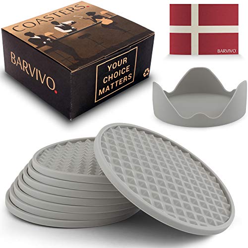 Barvivo Drink Coasters Set of 8 /w Holder - Tabletop Protection for Any