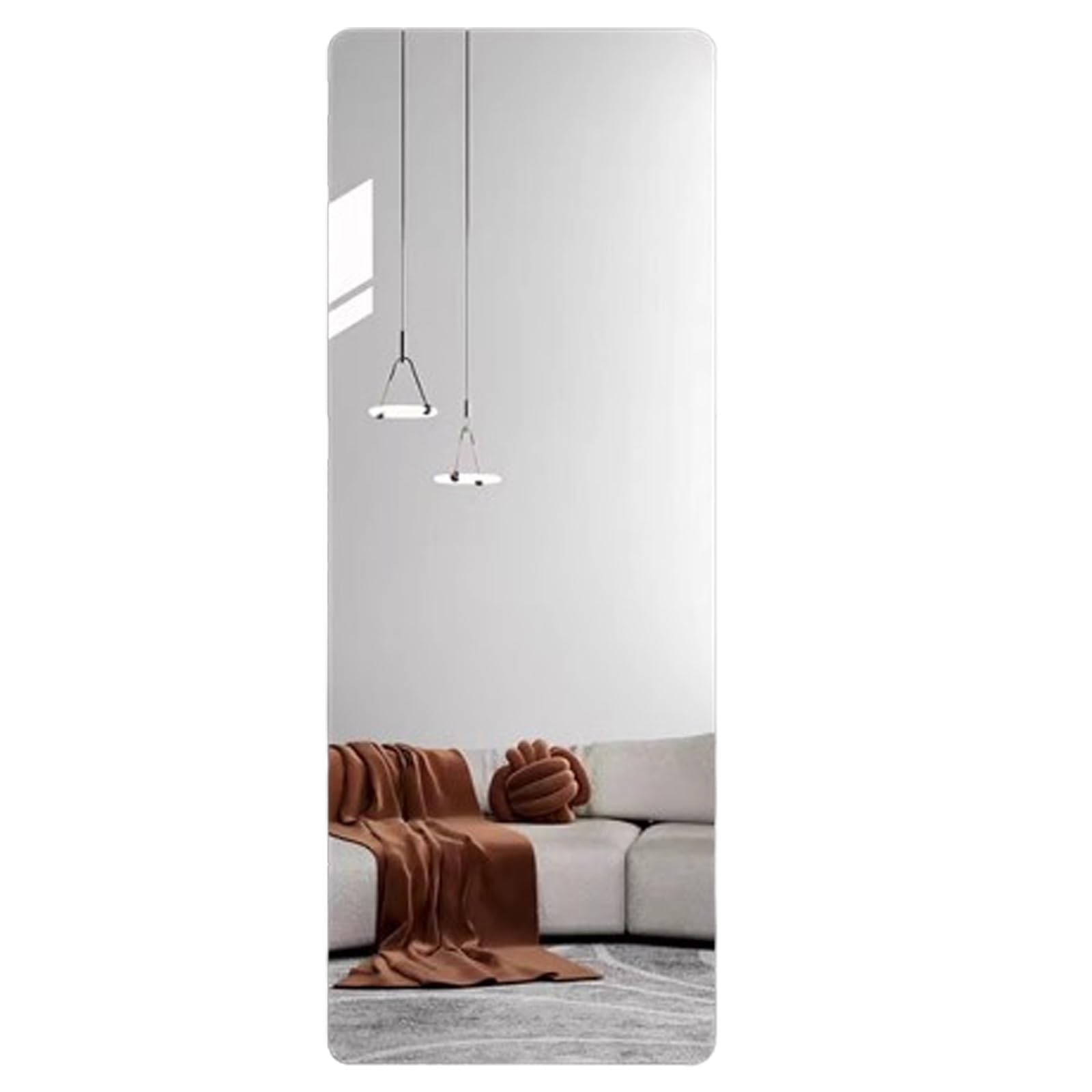DEOPXF Adhesive Mirror Acrylic Material Not Easy To Break Clear Imaging Long Wall Mirror Suitable For Entrance Bedroom Bathroom Cloakroom(Rounded corners,30x100cm)